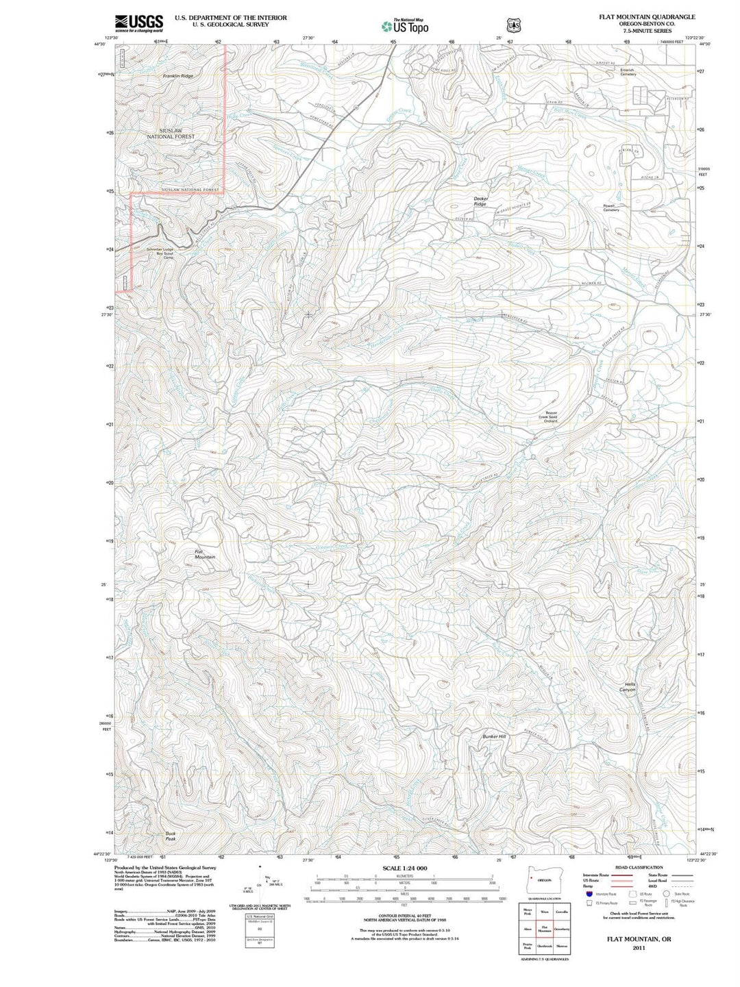 2011 Flat Mountain, OR - Oregon - USGS Topographic Map