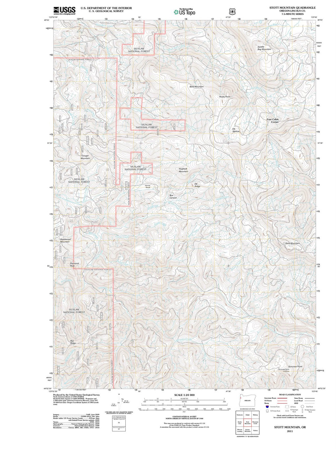 2011 Stott Mountain, OR - Oregon - USGS Topographic Map