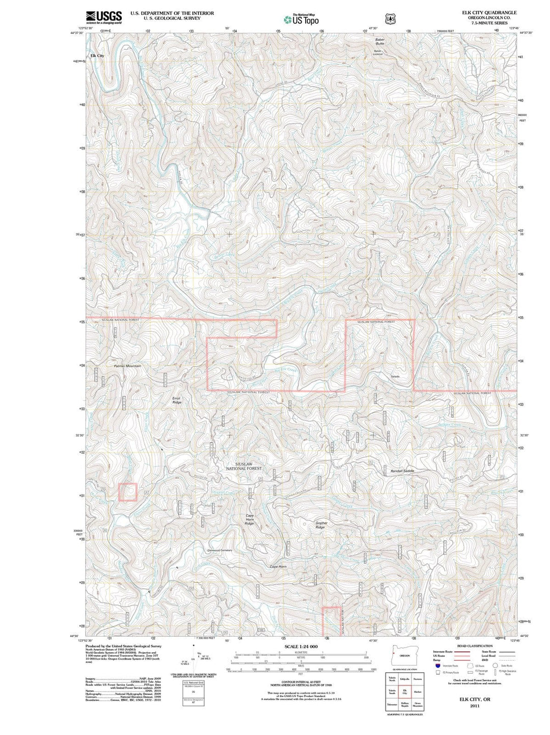 2011 Elk City, OR - Oregon - USGS Topographic Map