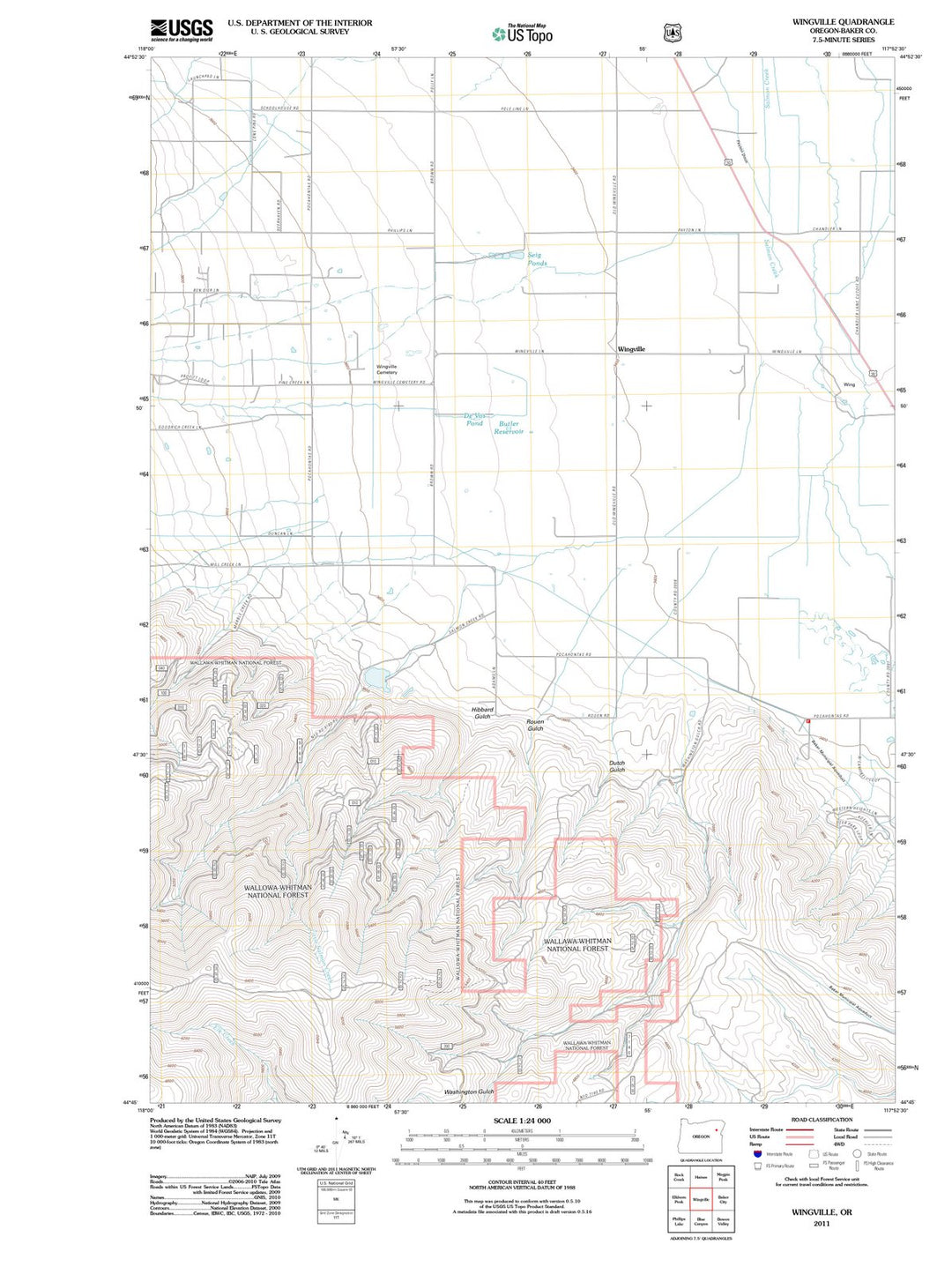 2011 Wingville, OR - Oregon - USGS Topographic Map