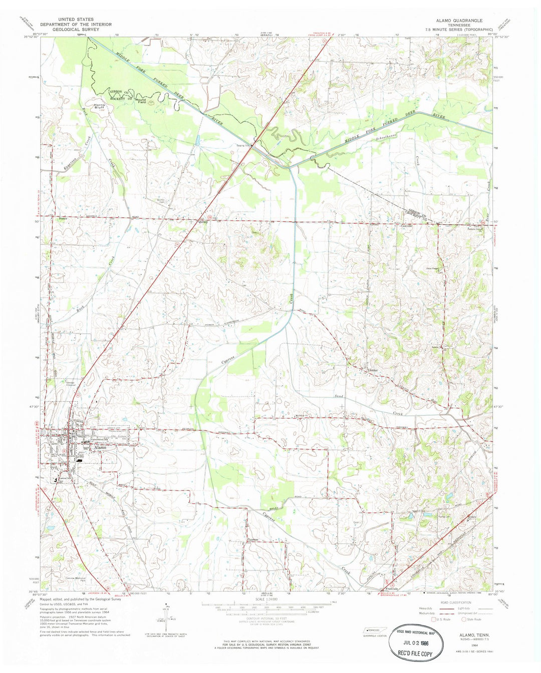 1964 Alamo, TN - Tennessee - USGS Topographic Map