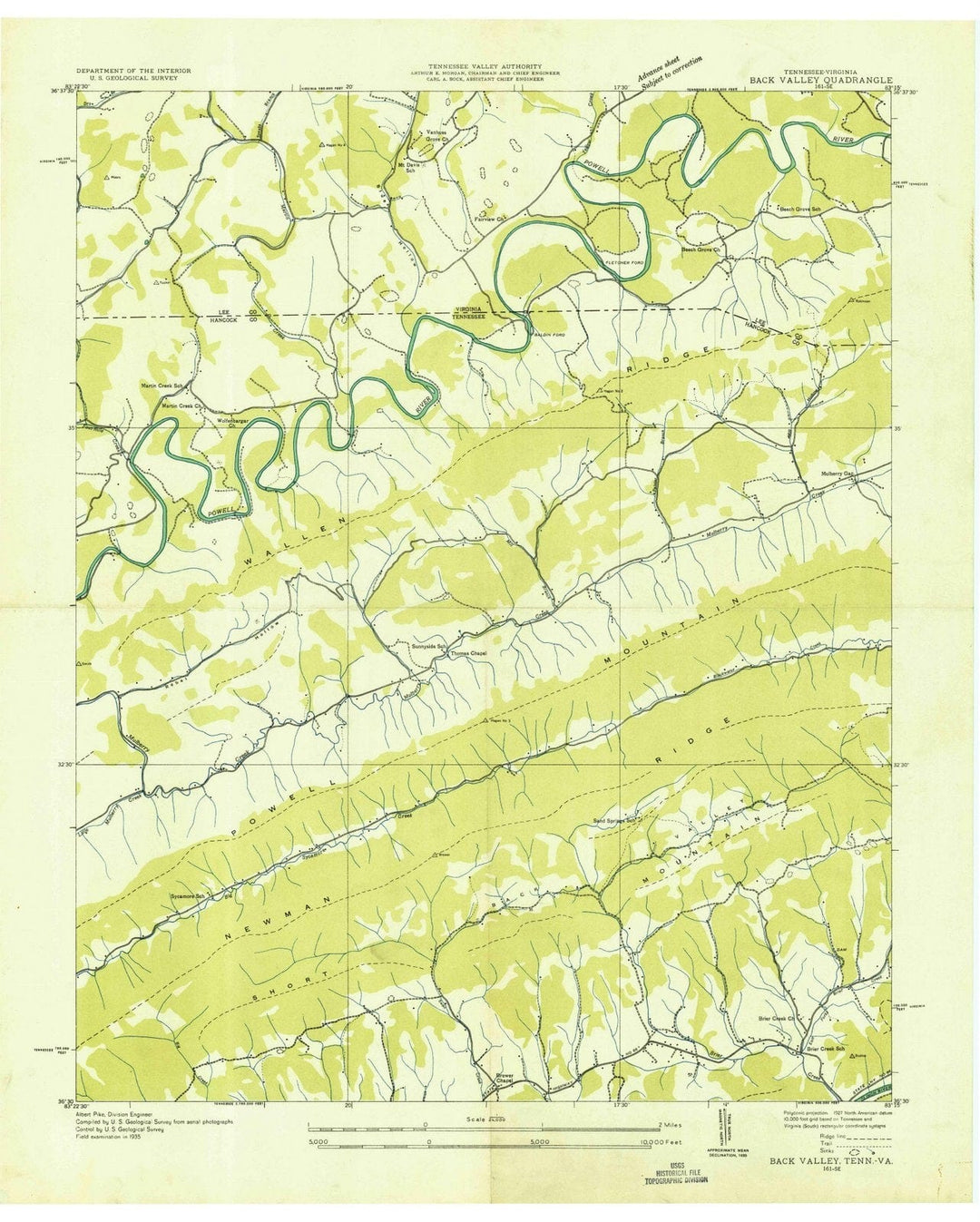 1935 Back Valley, TN - Tennessee - USGS Topographic Map