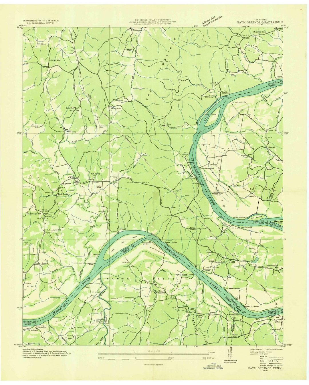 1936 Bath Springs, TN - Tennessee - USGS Topographic Map