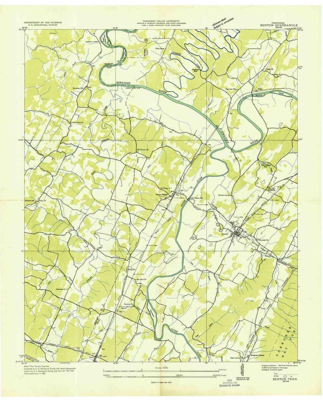 1935 Benton, TN - Tennessee - USGS Topographic Map