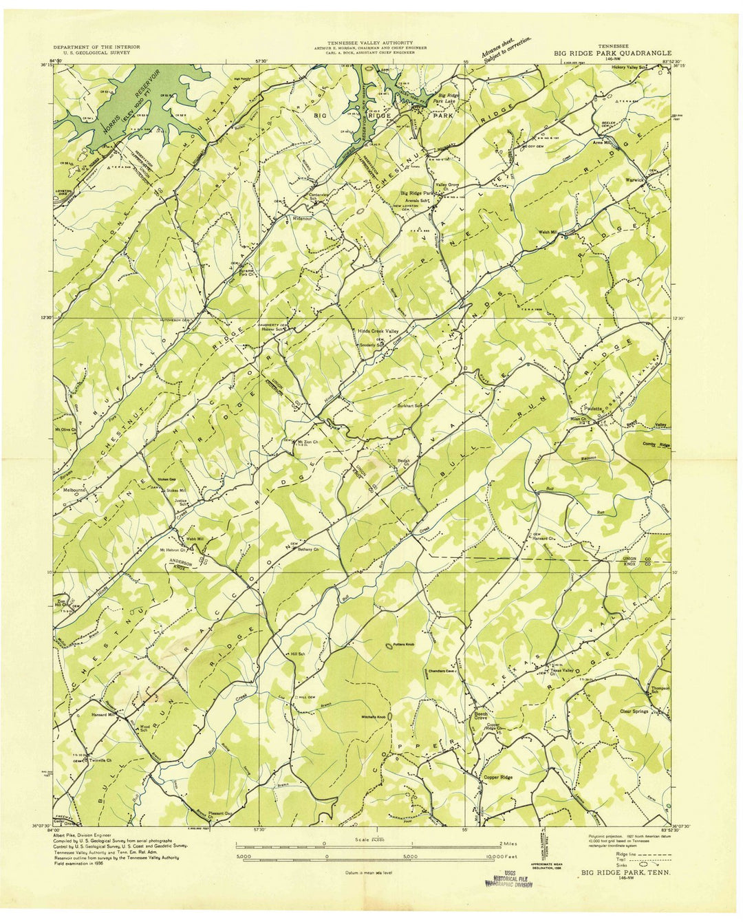 1936 Big Ridge Park, TN - Tennessee - USGS Topographic Map