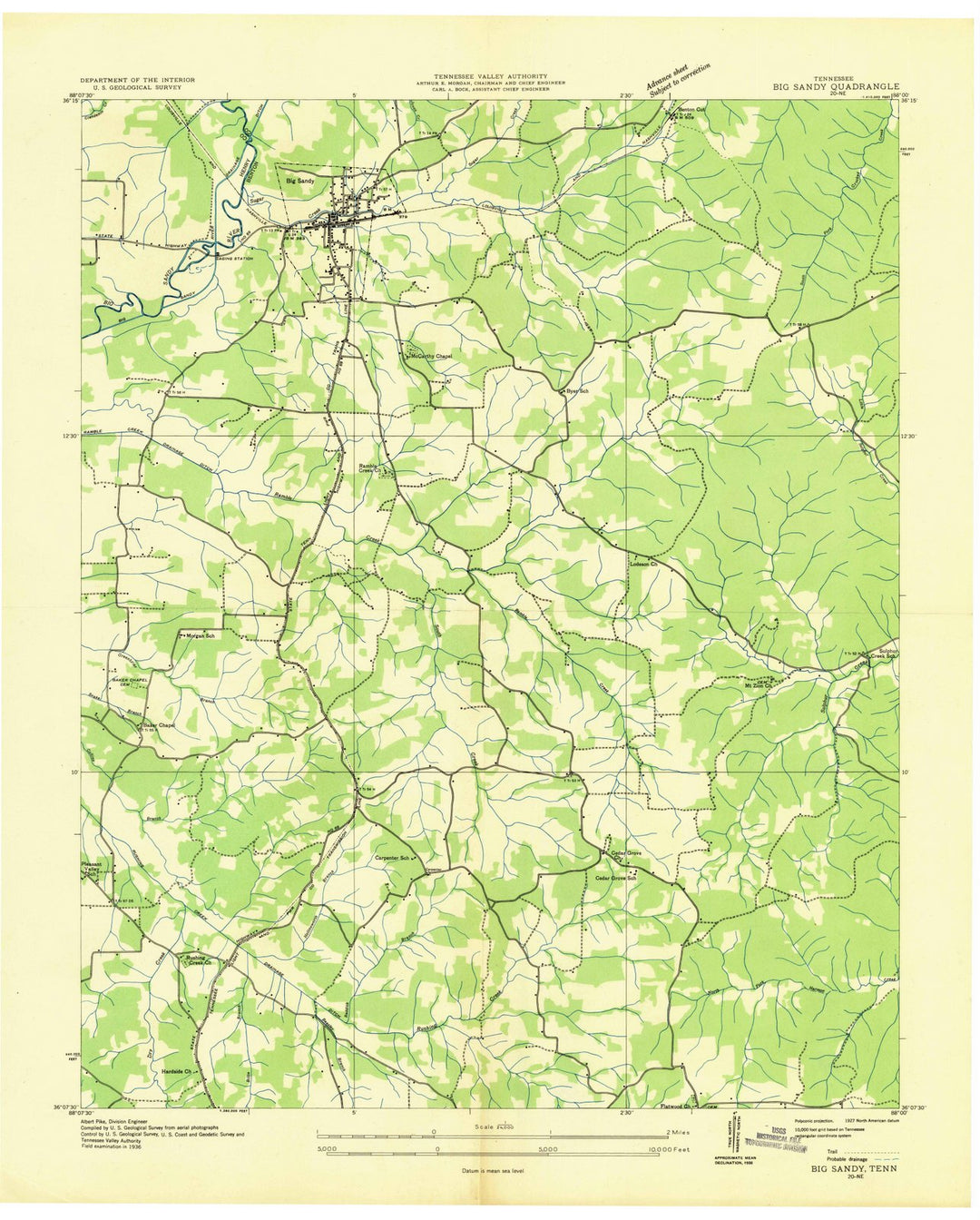 1936 Big Sandy, TN - Tennessee - USGS Topographic Map