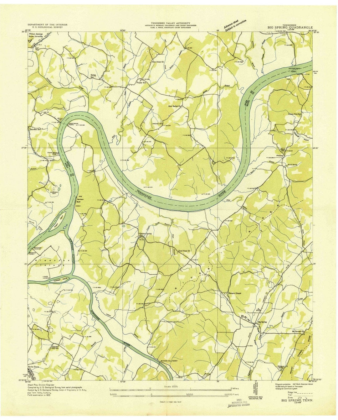 1935 Big Spring, TN - Tennessee - USGS Topographic Map