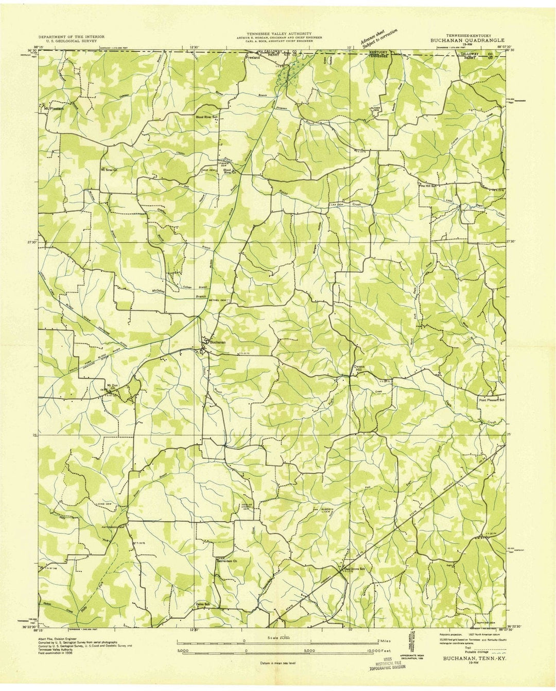 1936 Buchanan, TN - Tennessee - USGS Topographic Map