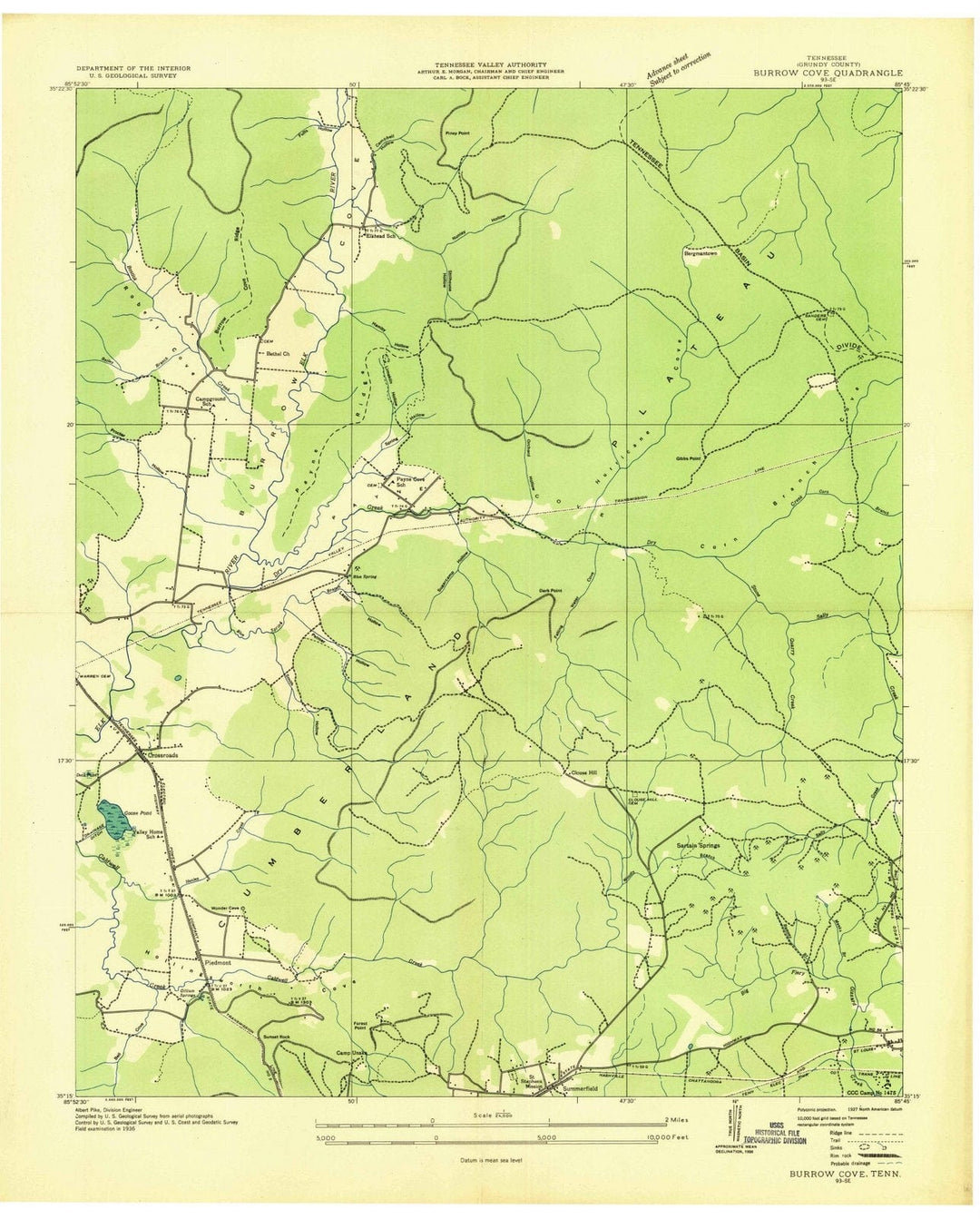 1936 Burrow Cove, TN - Tennessee - USGS Topographic Map