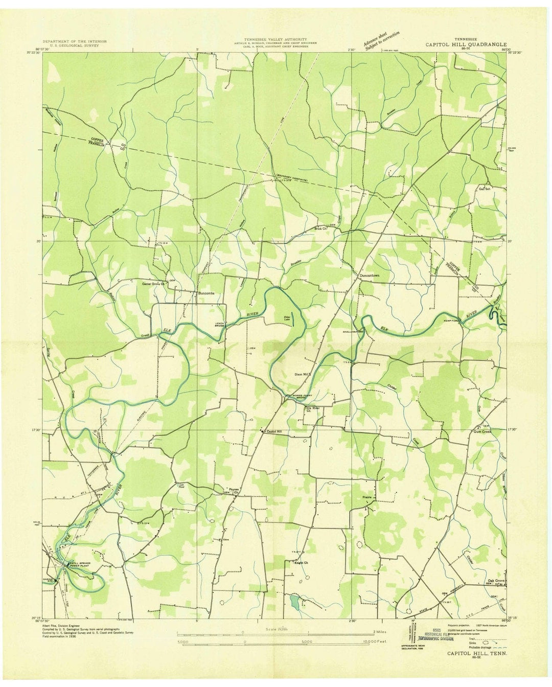 1936 Capitol Hill, TN - Tennessee - USGS Topographic Map