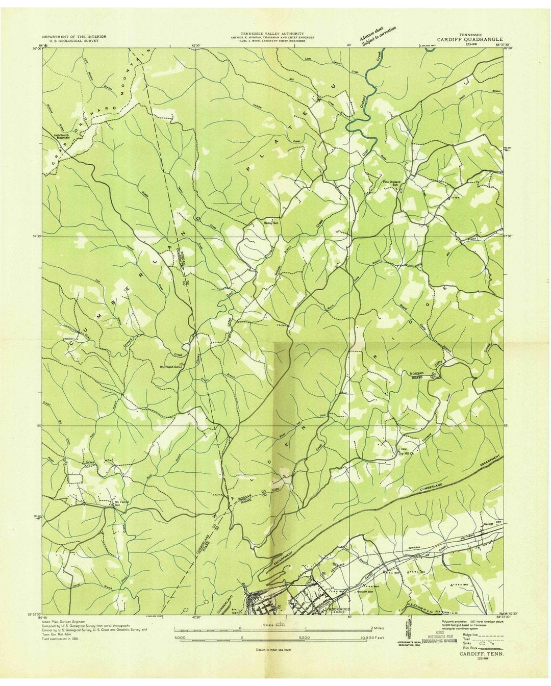 1936 Cardiff, TN - Tennessee - USGS Topographic Map