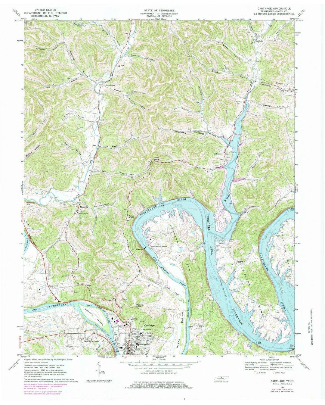 1968 Carthage, TN - Tennessee - USGS Topographic Map
