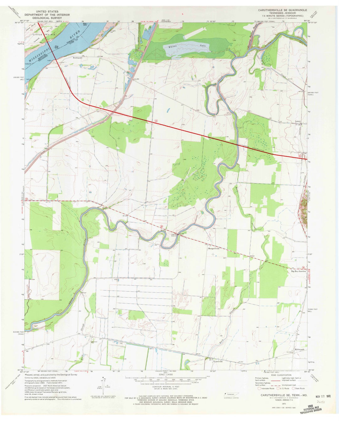 1971 Caruthersville, TN - Tennessee - USGS Topographic Map