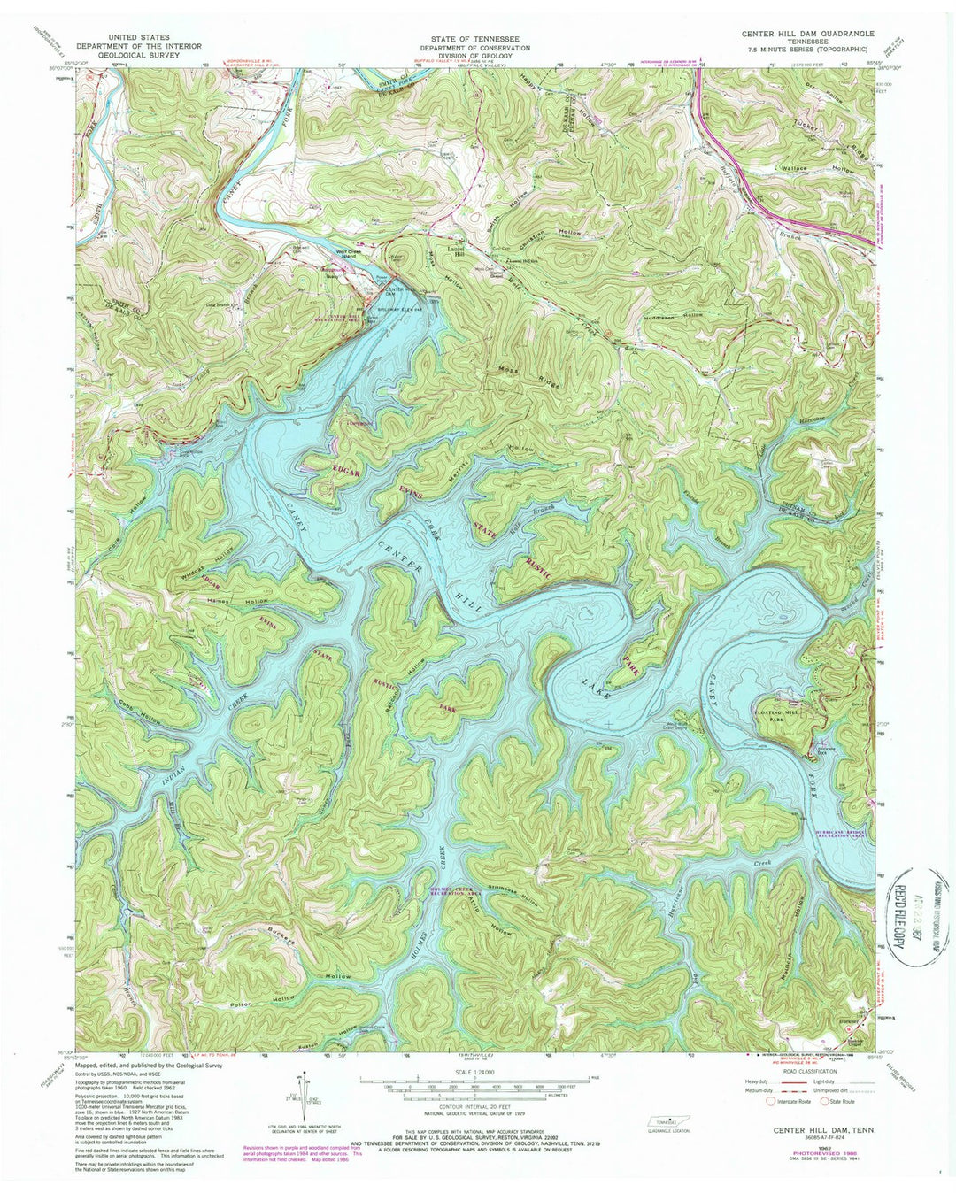 1962 Center Hillam, TN - Tennessee - USGS Topographic Map