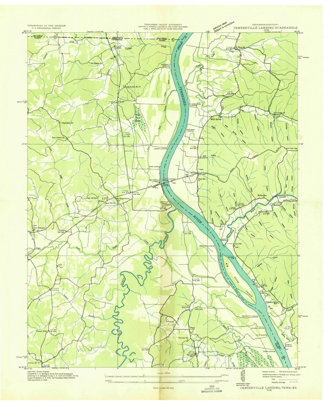 1936 Centerville Landing, TN - Tennessee - USGS Topographic Map