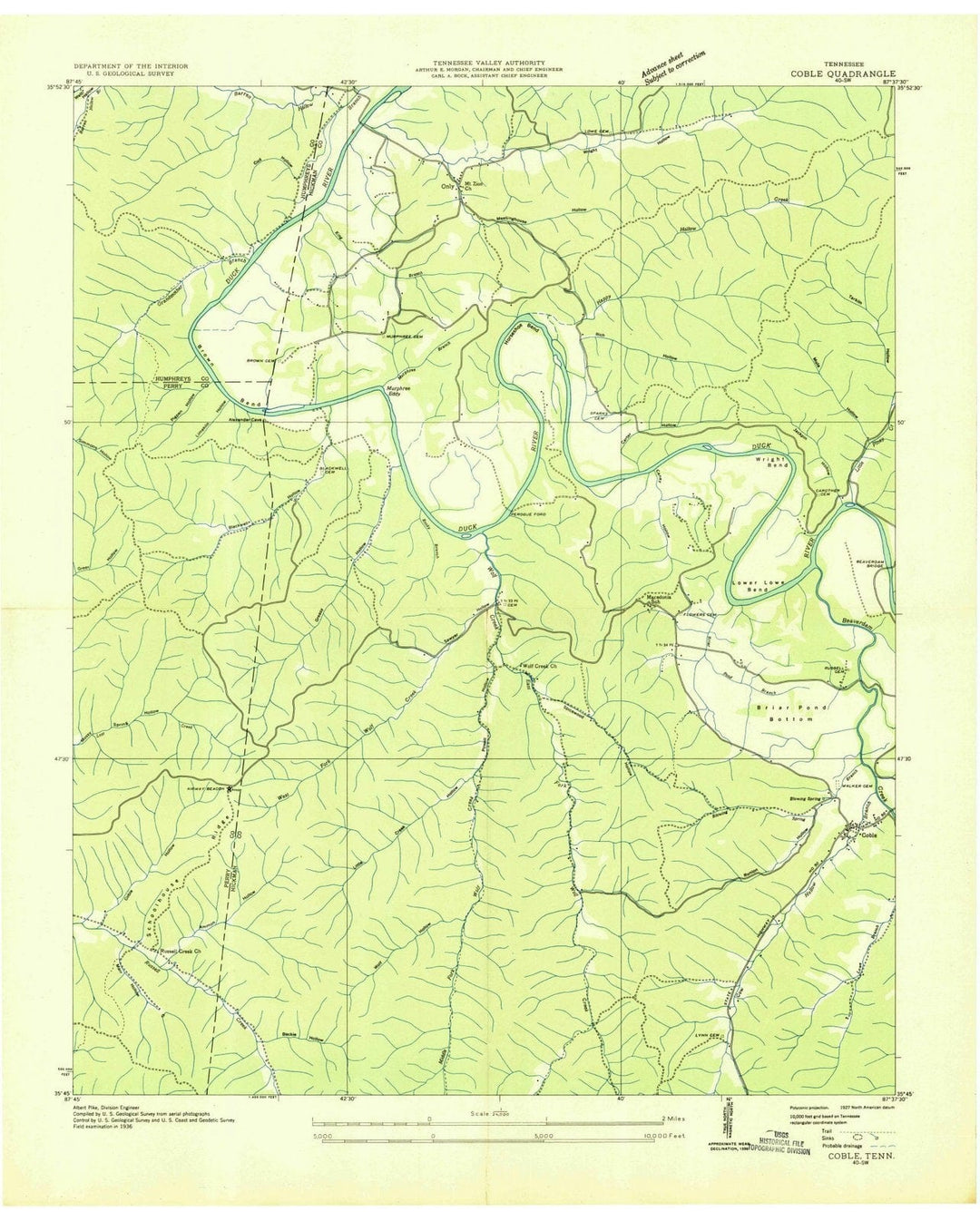 1936 Coble, TN - Tennessee - USGS Topographic Map