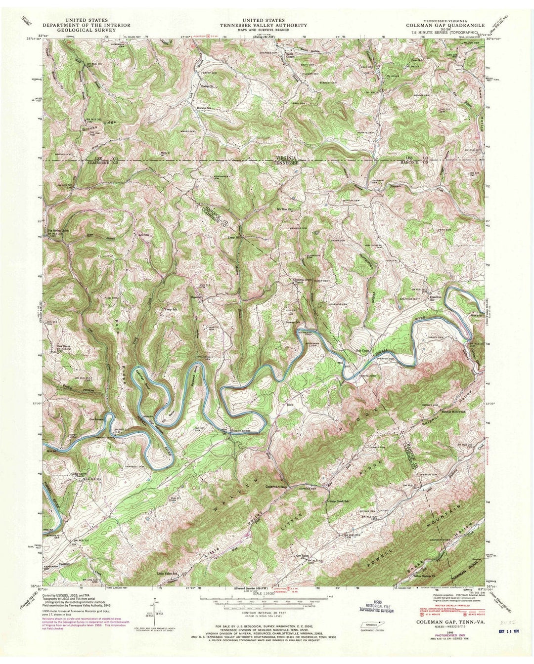 1946 Colemen Gap, TN - Tennessee - USGS Topographic Map