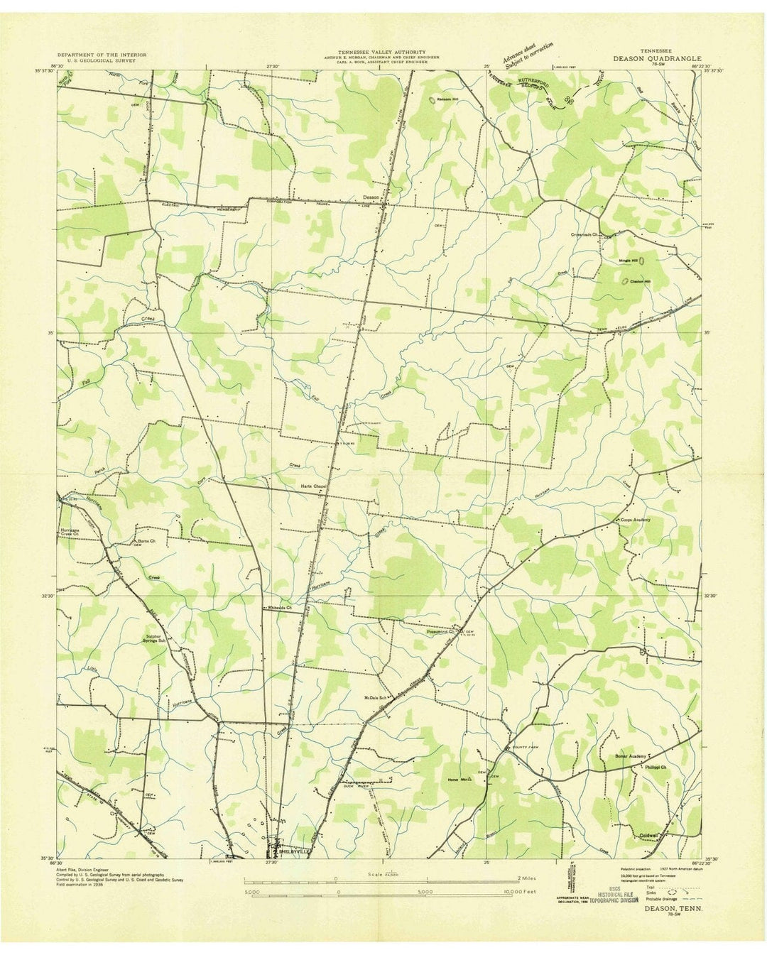 1936 Deason, TN - Tennessee - USGS Topographic Map