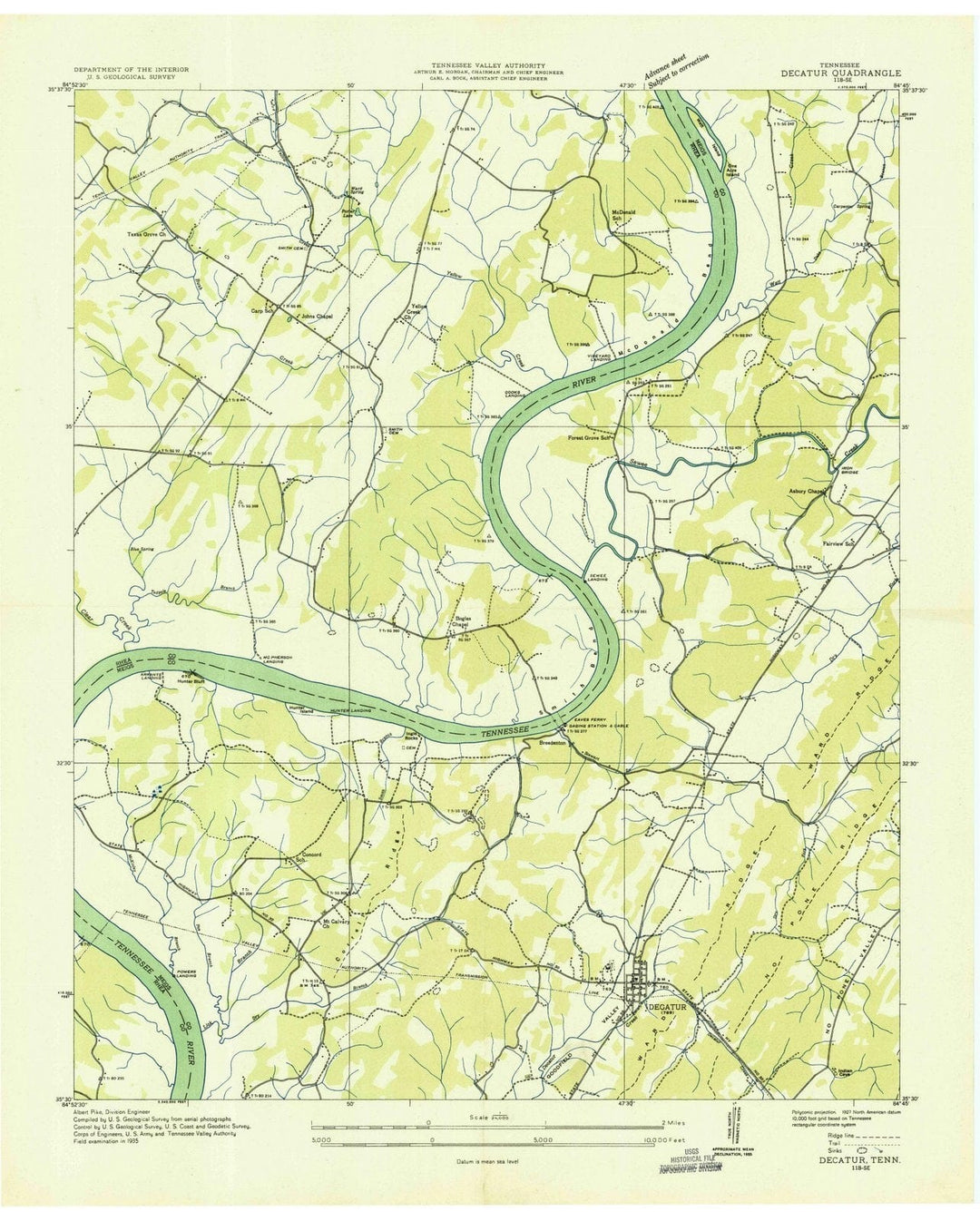1935 Decatur, TN - Tennessee - USGS Topographic Map