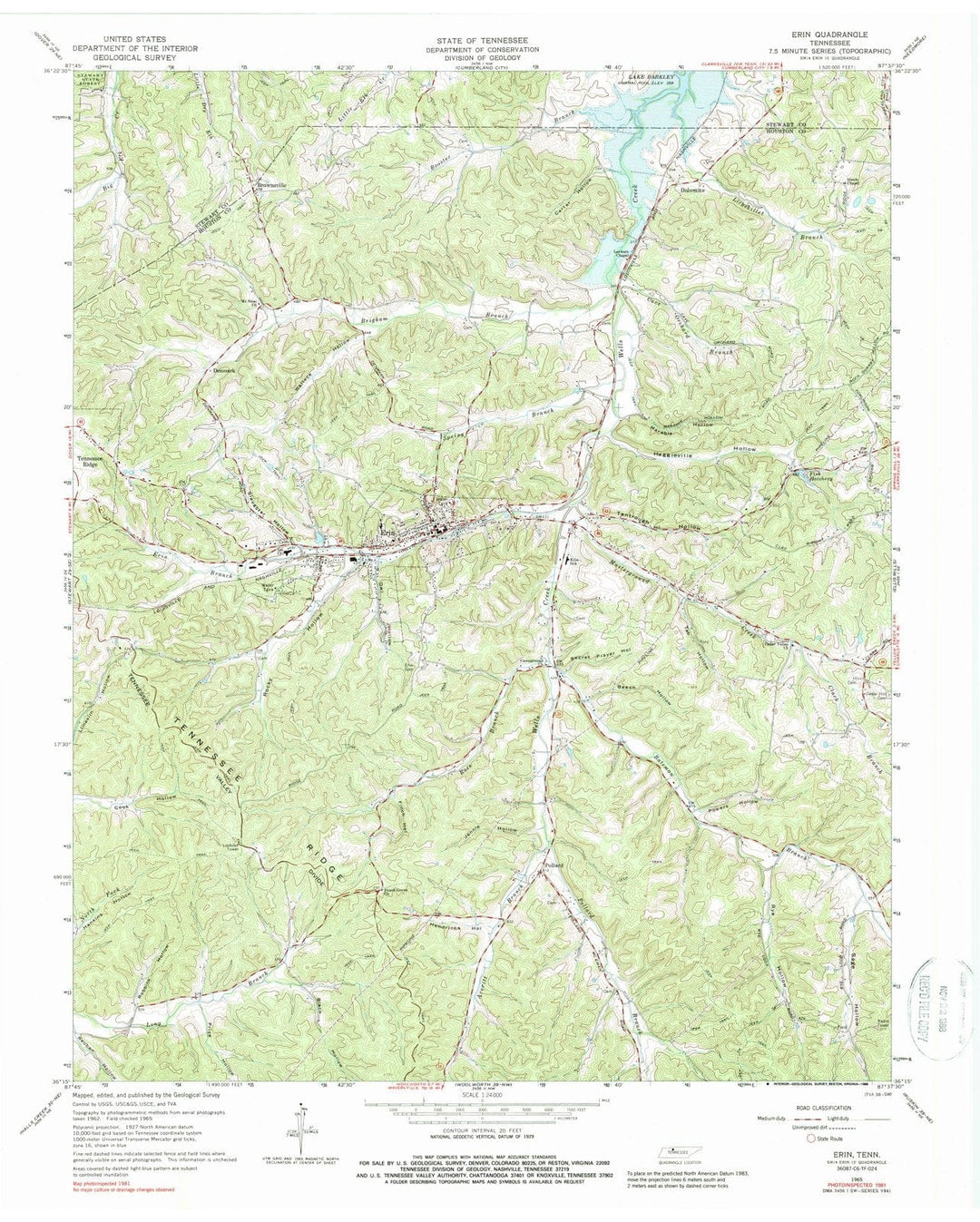 1965 Erin, TN - Tennessee - USGS Topographic Map