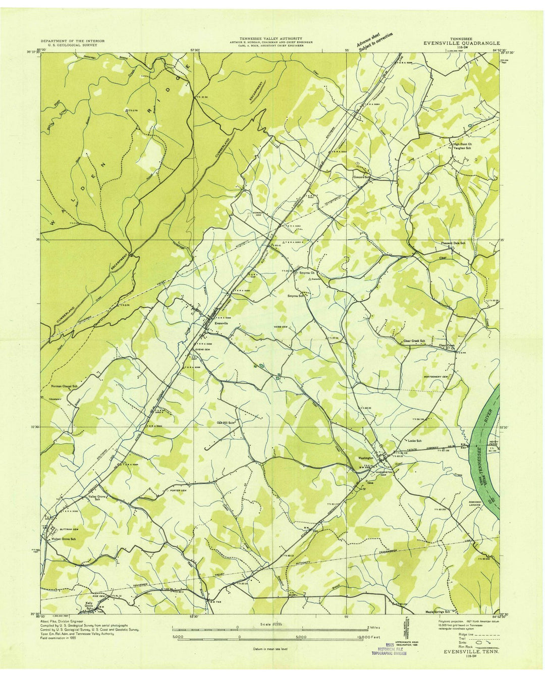 1935 Evensville, TN - Tennessee - USGS Topographic Map