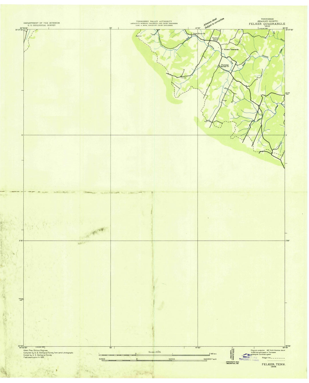 1935 Felker, TN - Tennessee - USGS Topographic Map