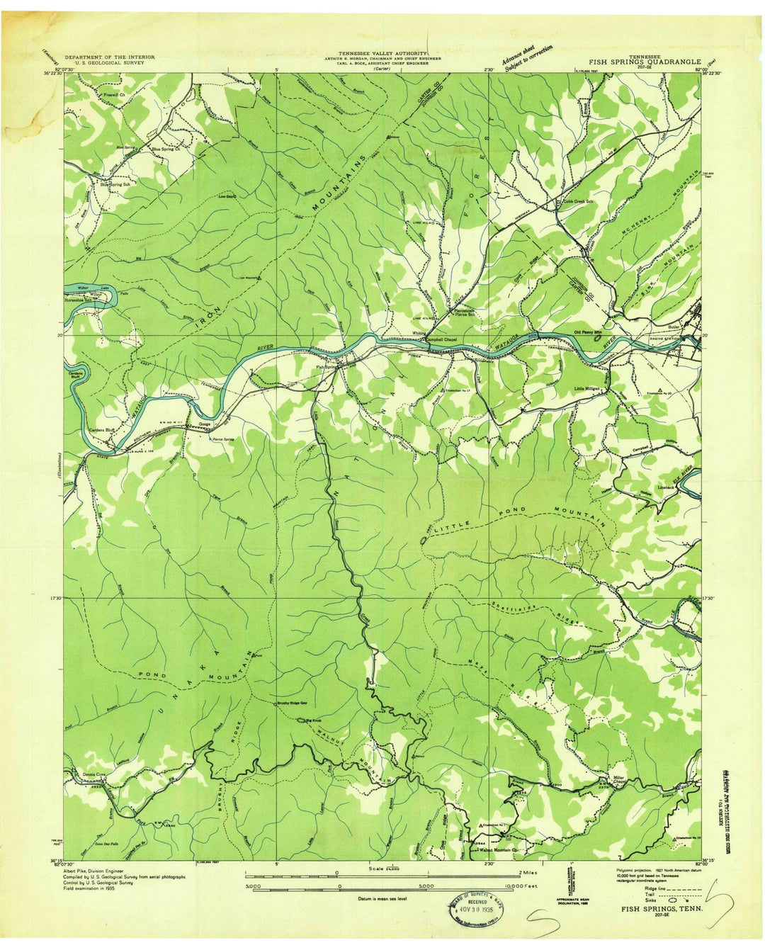 1935 Fish Springs, TN - Tennessee - USGS Topographic Map