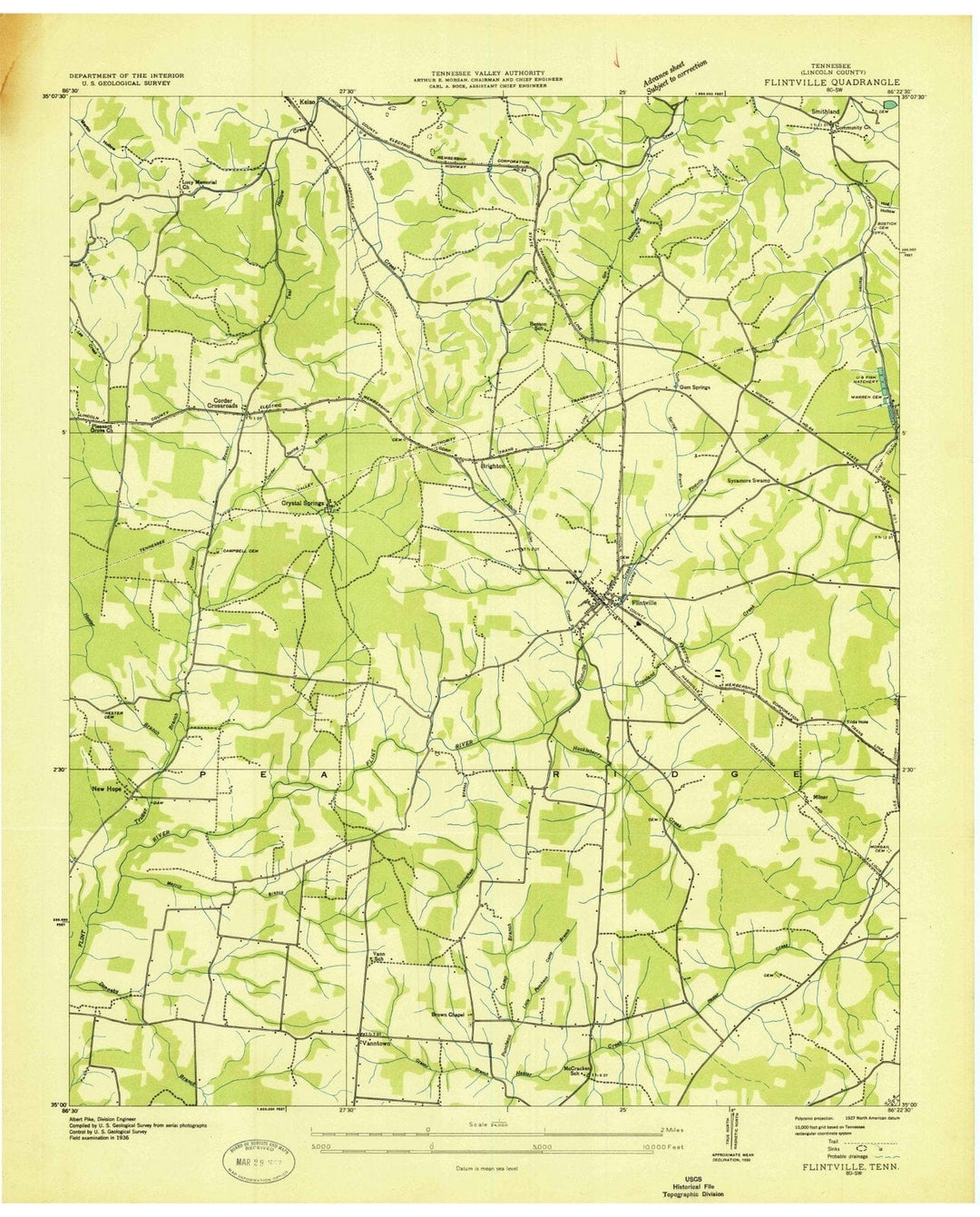 1936 Flintville, TN - Tennessee - USGS Topographic Map