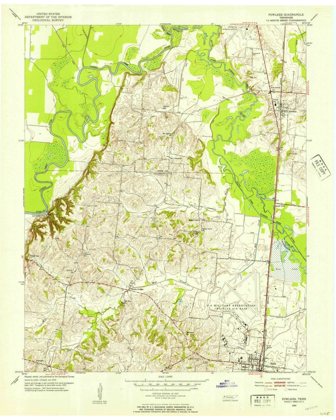 1952 Fowlkes, TN - Tennessee - USGS Topographic Map