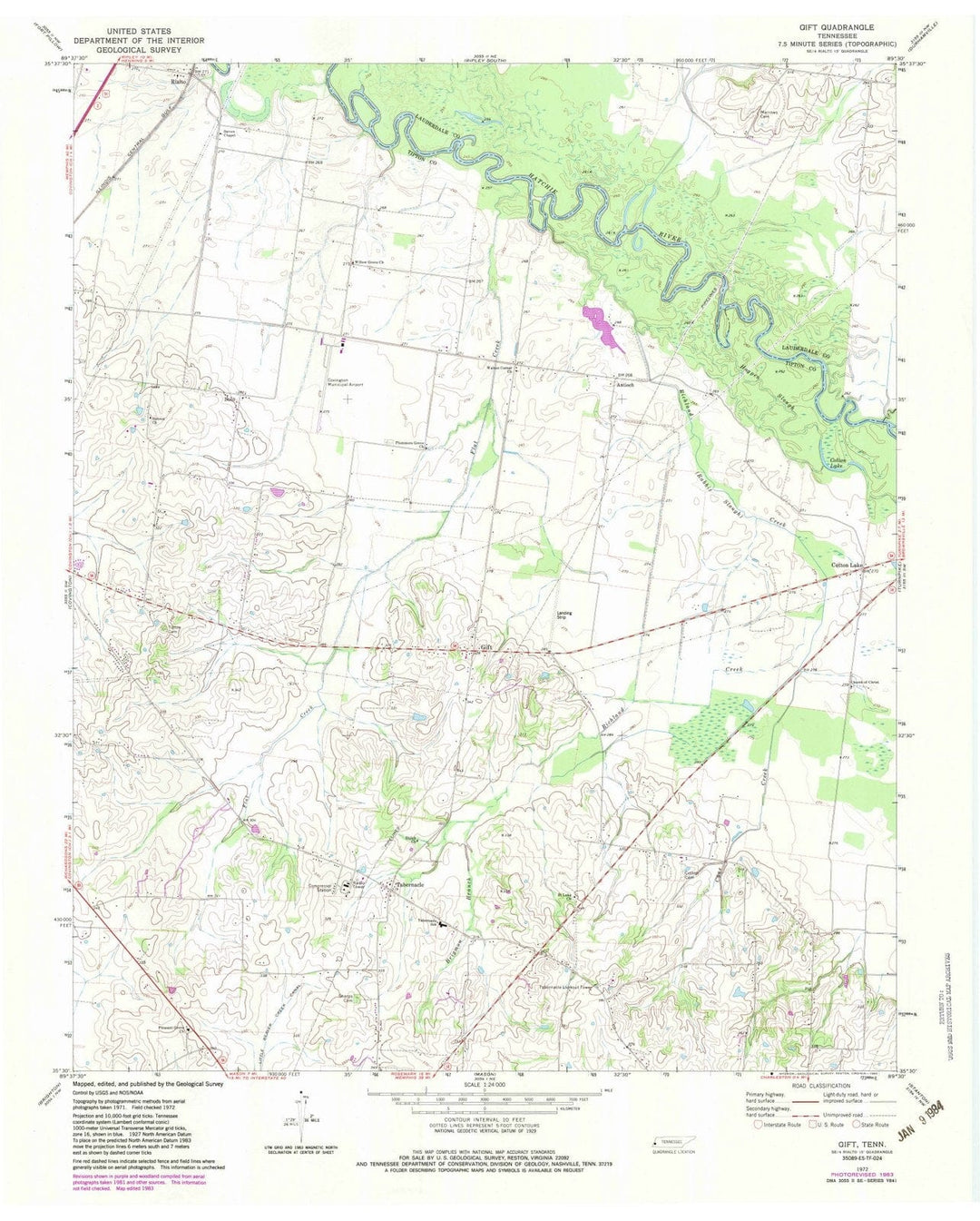 1972 Gift, TN - Tennessee - USGS Topographic Map