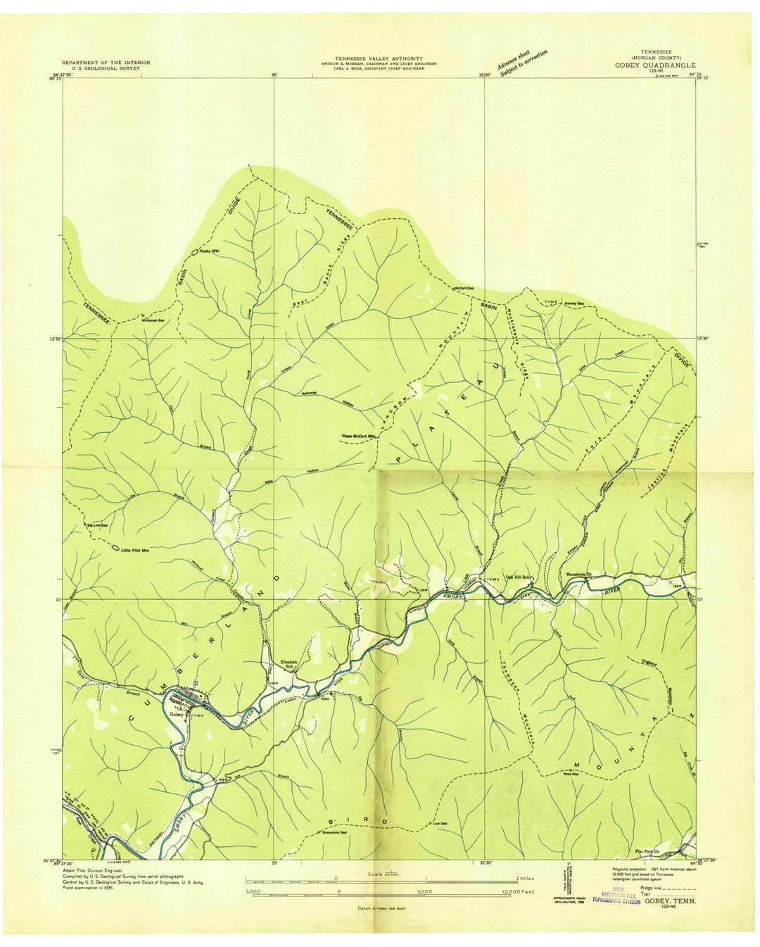 1935 Gobey, TN - Tennessee - USGS Topographic Map