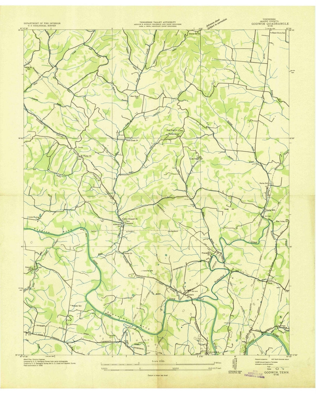 1936 Godwin, TN - Tennessee - USGS Topographic Map