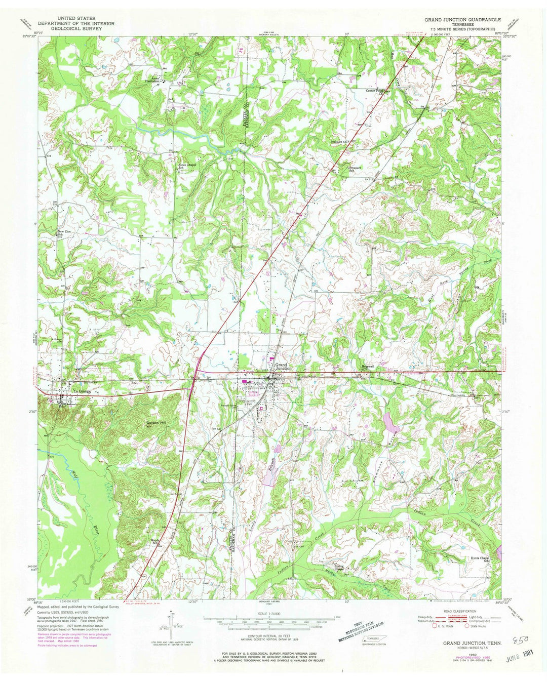 1950 Grand Junction, TN - Tennessee - USGS Topographic Map