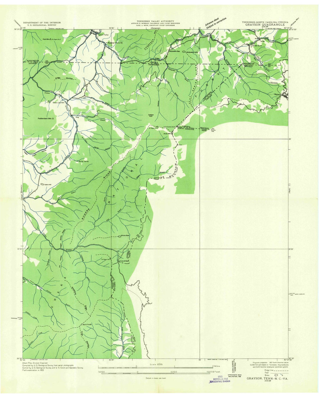 1935 Grayson, NC - North Carolina - USGS Topographic Map