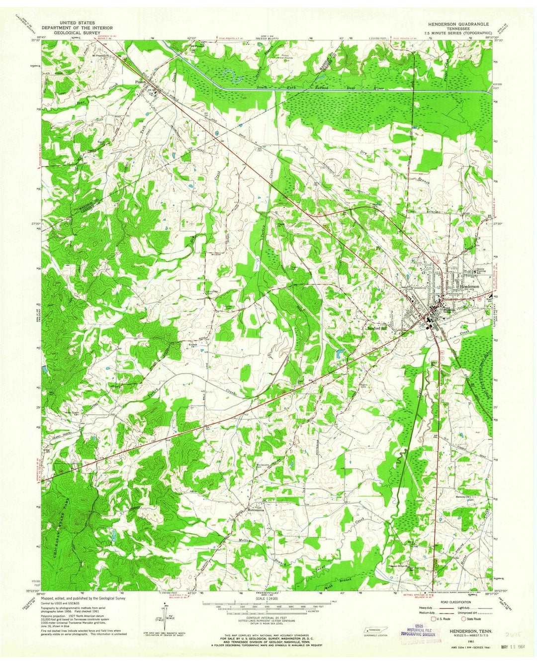 1961 Henderson, TN - Tennessee - USGS Topographic Map