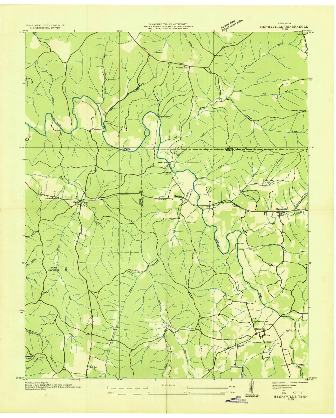 1936 Henryville, TN - Tennessee - USGS Topographic Map