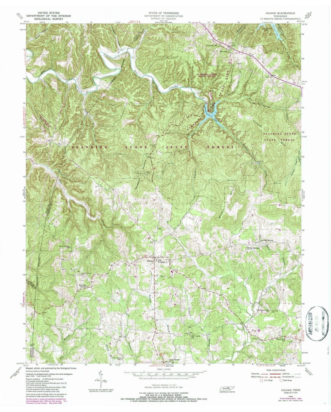 1955 Hilham, TN - Tennessee - USGS Topographic Map