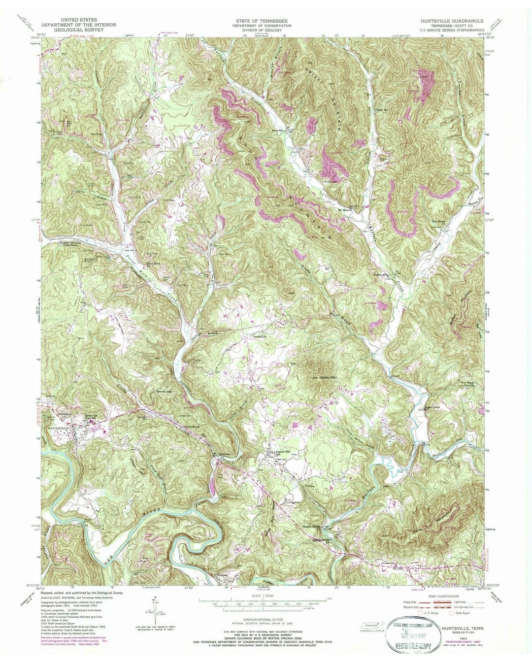 1953 Huntsville, TN - Tennessee - USGS Topographic Map