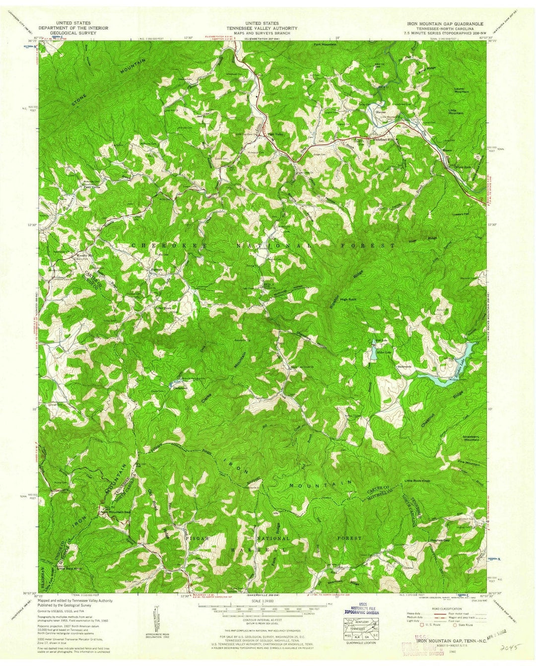 1960 Iron Mountain Gap, TN - Tennessee - USGS Topographic Map