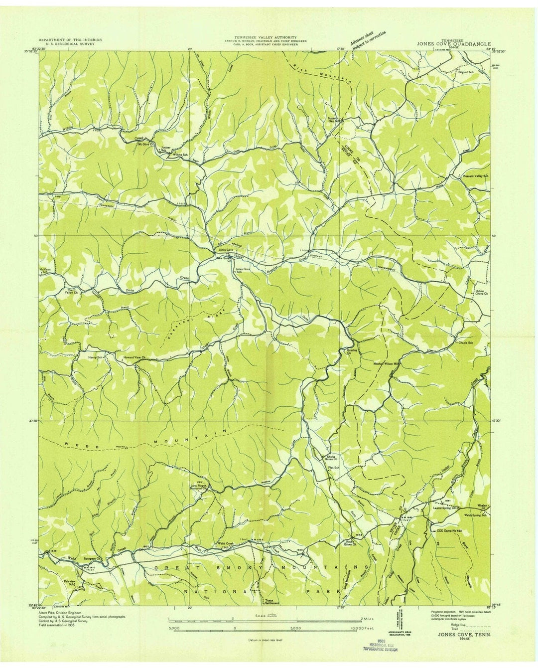 1935 Jones Cove, TN - Tennessee - USGS Topographic Map