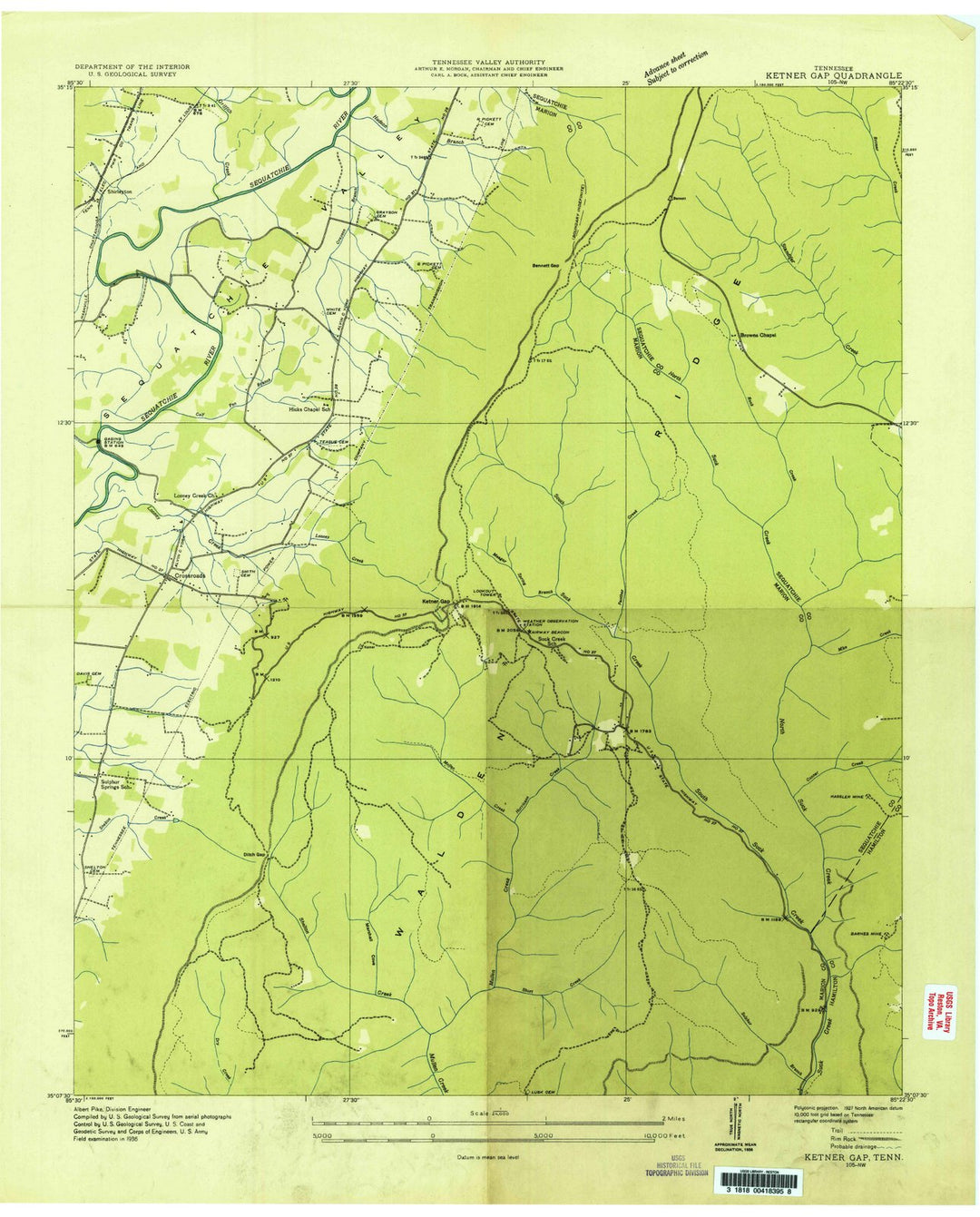1936 Ketner Gap, TN - Tennessee - USGS Topographic Map
