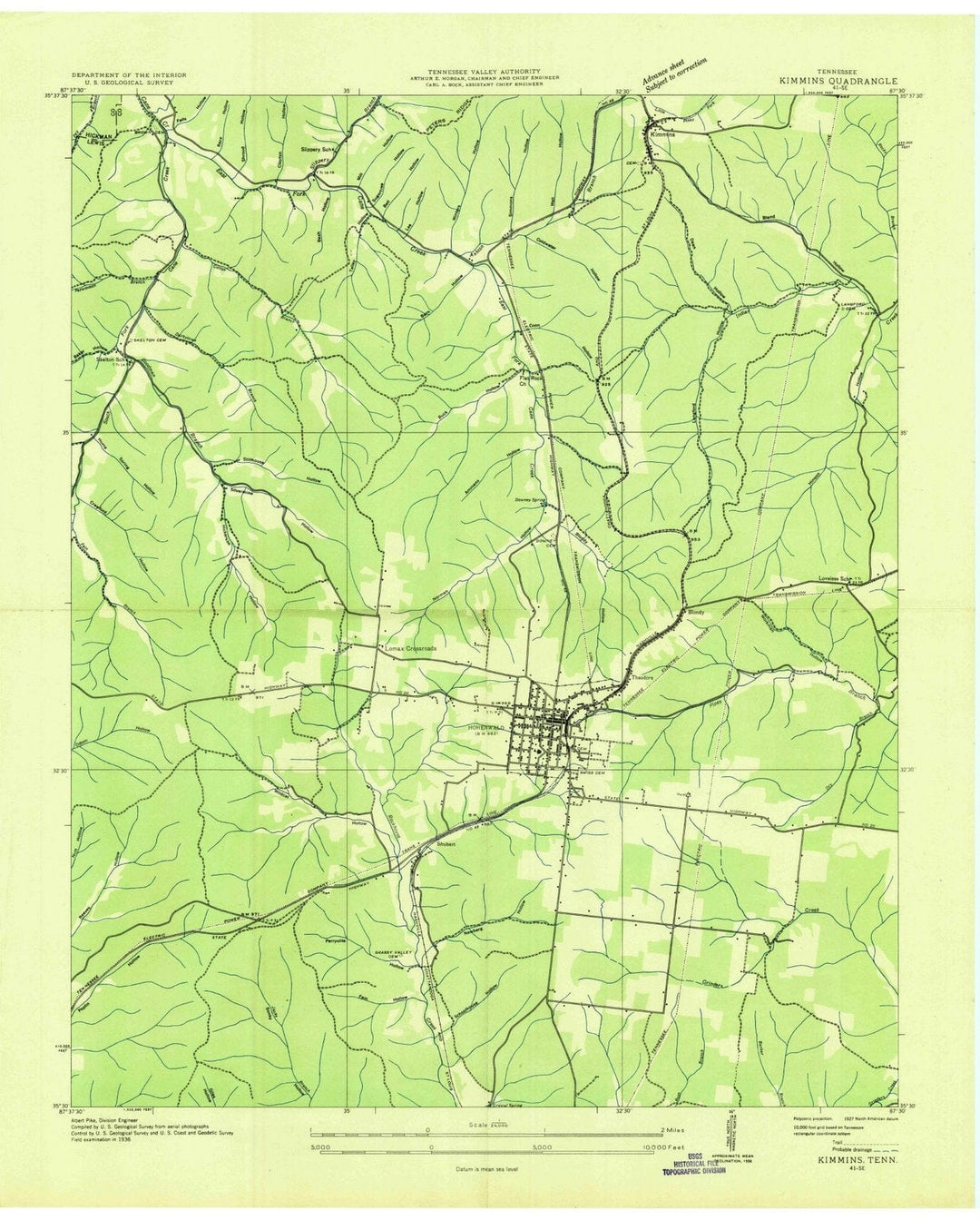 1936 Kimmins, TN - Tennessee - USGS Topographic Map