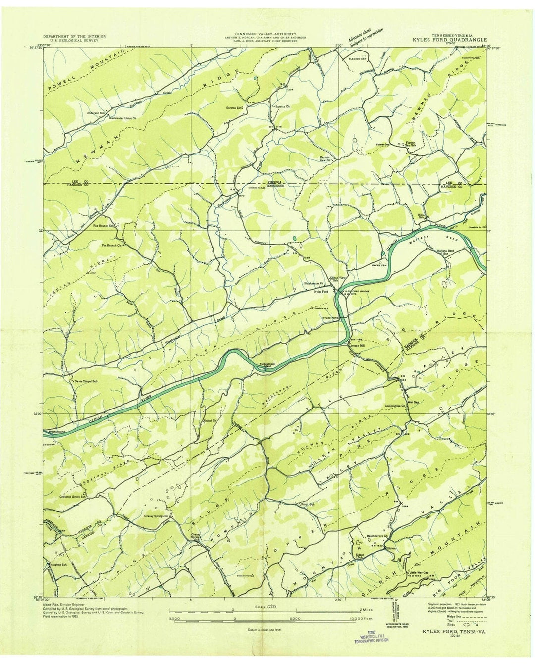 1935 Kyles Ford, TN - Tennessee - USGS Topographic Map