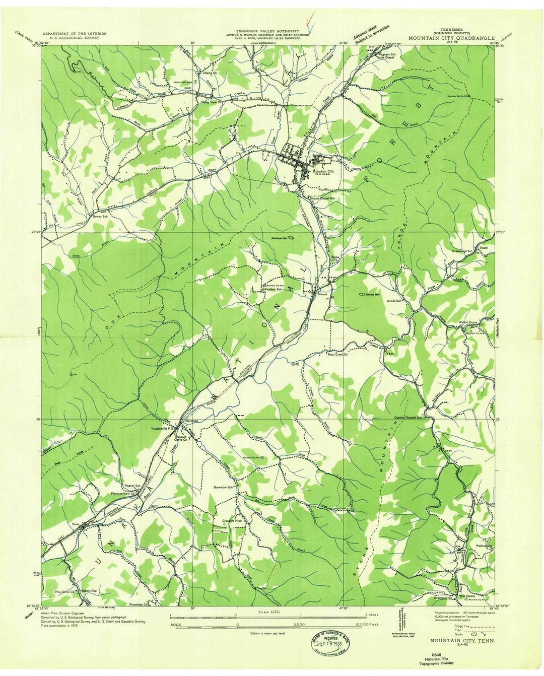 1935 Mountain City, TN - Tennessee - USGS Topographic Map