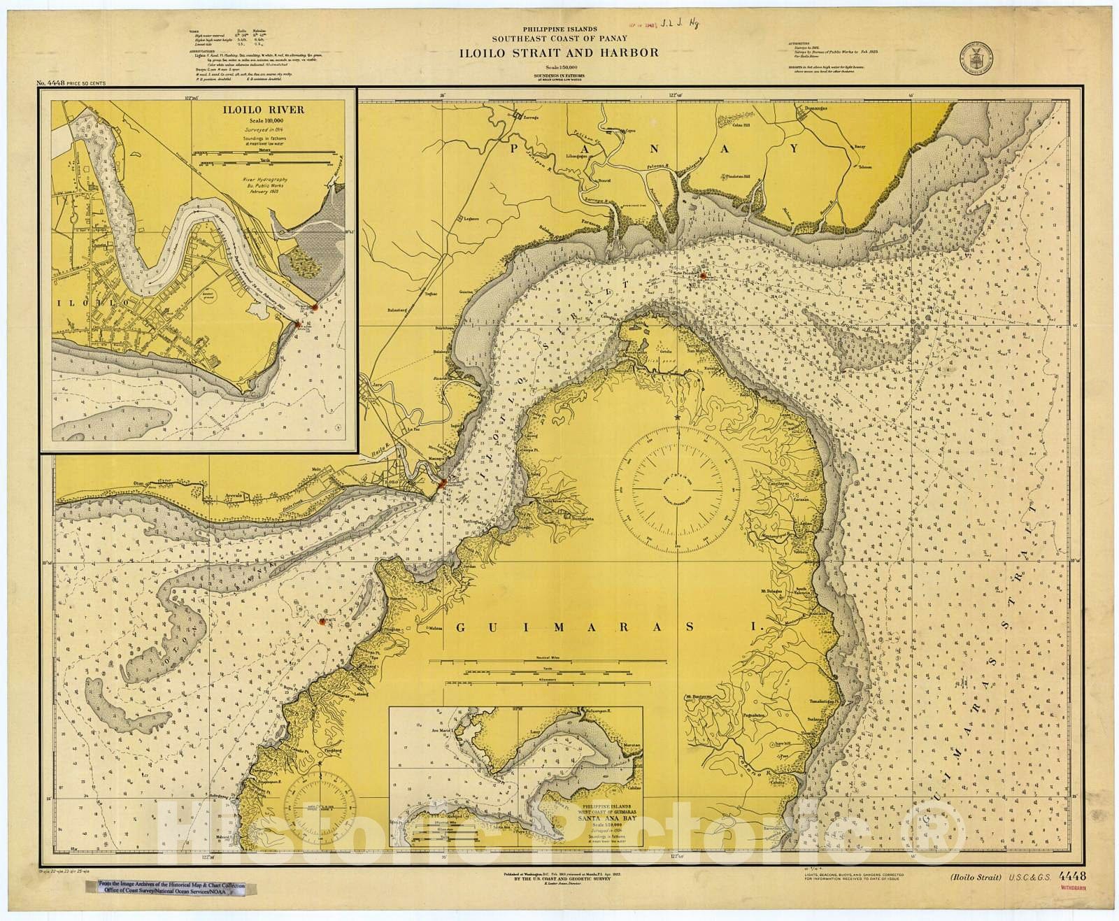 Historic Nautical Map - Iloilo Strait, 1925 NOAA Chart - PHVintage Wall Art