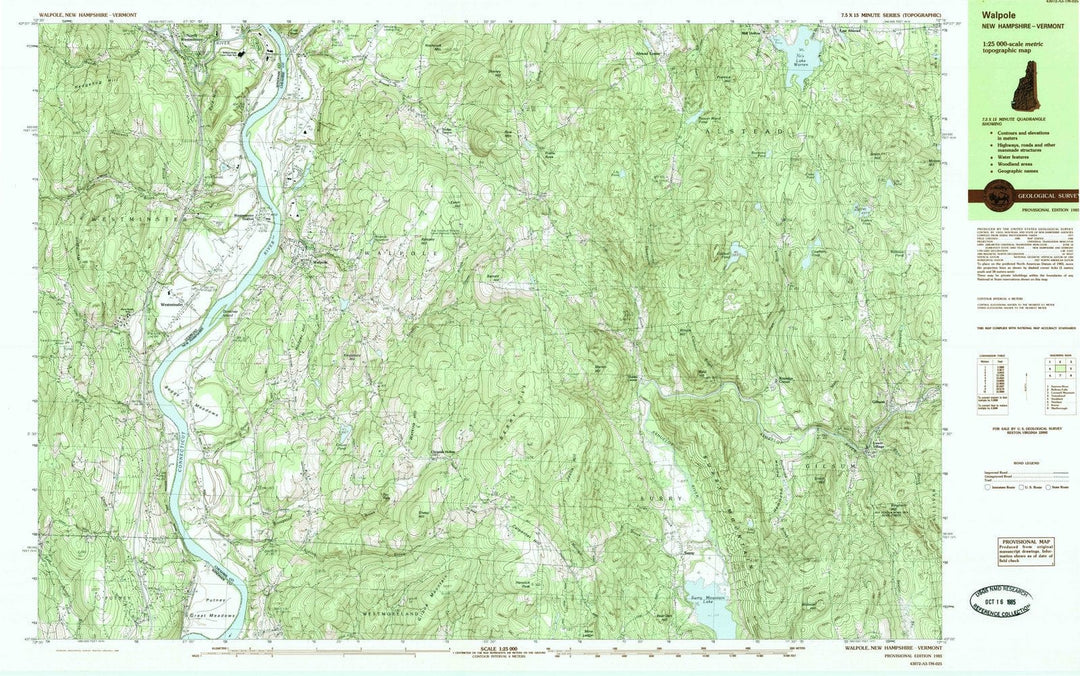 1985 Walpole, NH - New Hampshire - USGS Topographic Map