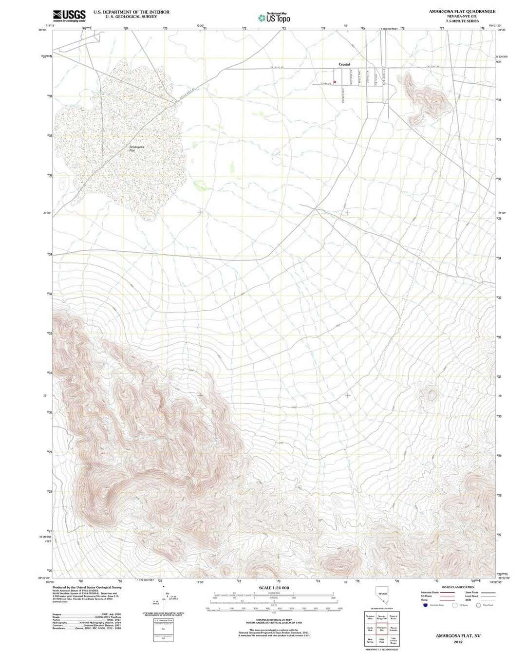 2012 Amargosa Flat, NV - Nevada - USGS Topographic Map