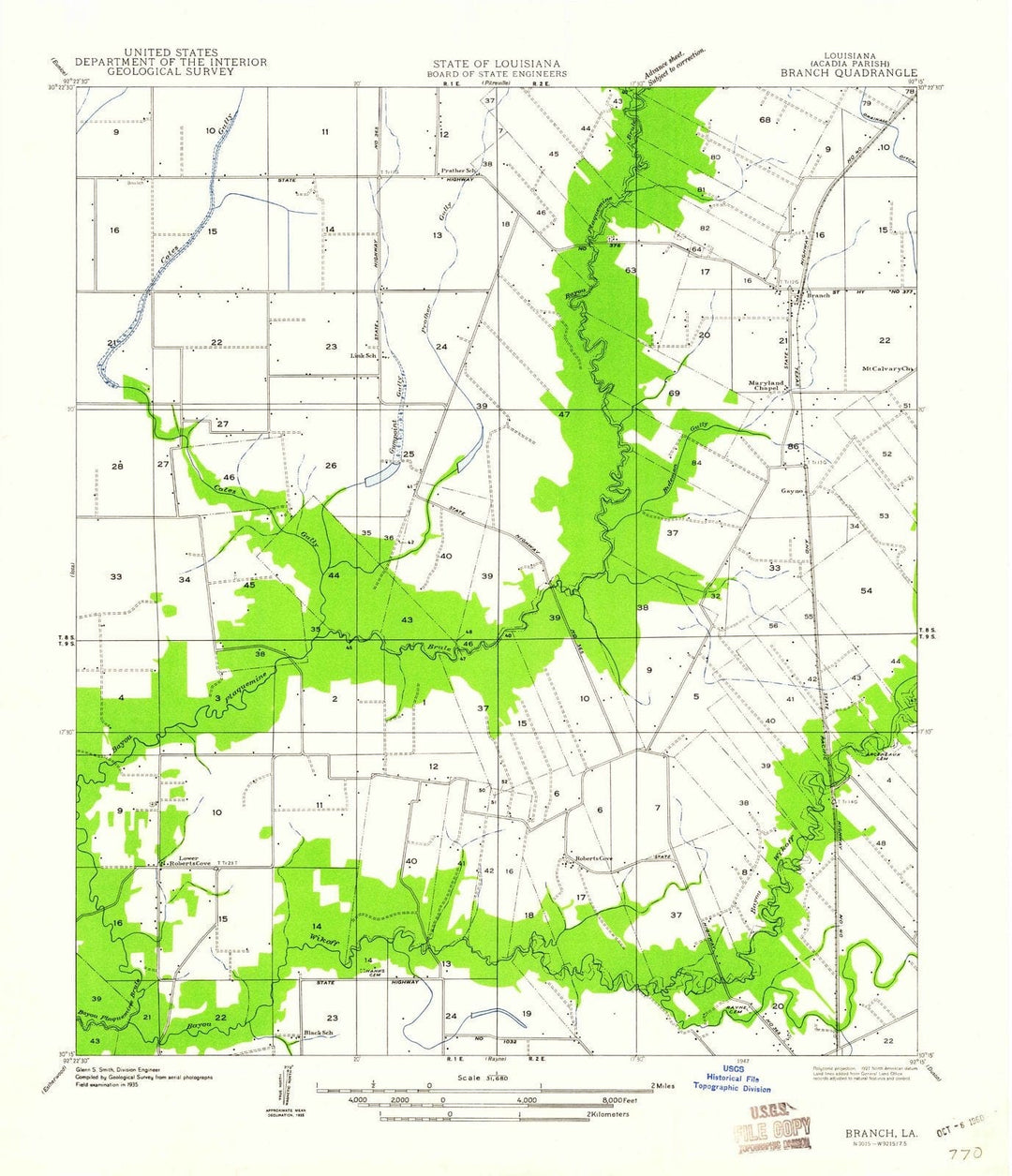 1935 Branch, LA - Louisiana - USGS Topographic Map