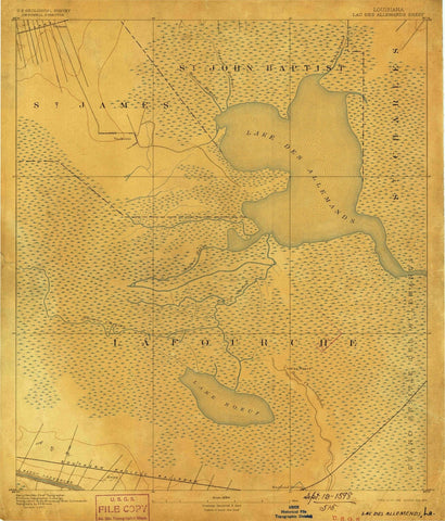 1892 Lac Des Allemands, LA - Louisiana - USGS Topographic Map
