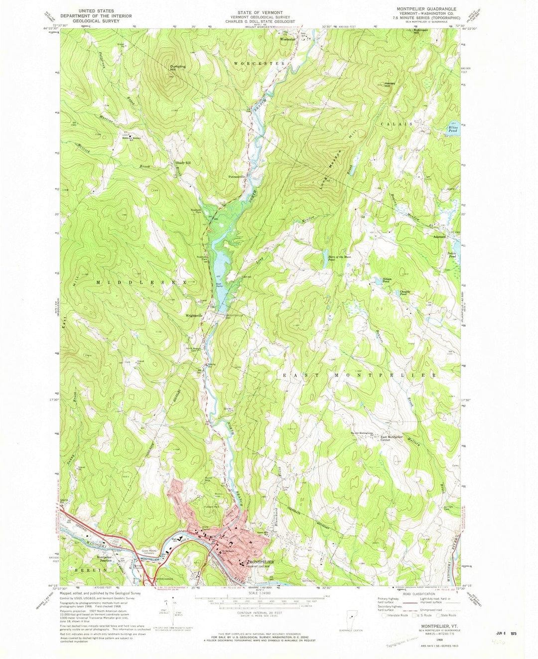 1968 Montpelier, VT - Vermont - USGS Topographic Map